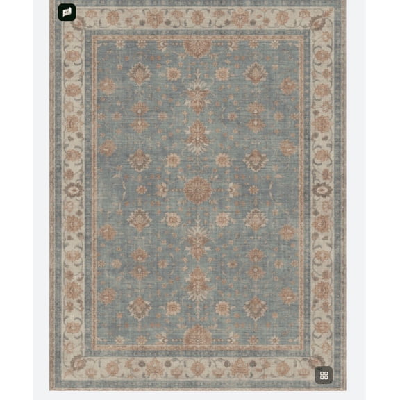 KUETH 2X3 Vintage Area Rugs Machine Washable Rugs for Living Room, Non Slip Flat Pile Rug with Rubber Backing, Boho Rug for Entryway Bedroom Dining Room Home Office