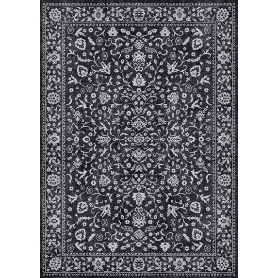 KUETH 2X3 Vintage Area Rugs Machine Washable Rugs for Living Room, Non Slip Flat Pile Rug with Rubber Backing, Boho Rug for Entryway Bedroom Dining Room Home Office