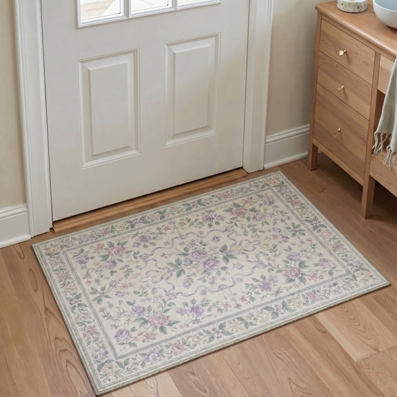 KUETH 2x3 Entryway Rug, Vintage Boho Medallion Rugs Non-Slip Soft Low Pile Washable Rug Large Distressed Rug Indoor Retro Carpet for Kitchen Bathroom Entrance