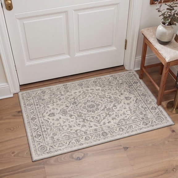 KUETH 2x3 Low Pile Diamond Persian Style Accent Rug, Machine Washable Soft Non Slip Backing Rug, MIRAGEVINE Rug for Entryway Bedroom