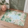thumbnail image 1 of KUETH 2x3 Machine Washable Modern Floral Accent Rug, Soft Low Pile Non Slip Backing Rug, TEAL BLOOM Rug for Entryway Bedroom Kitchen, 1 of 5