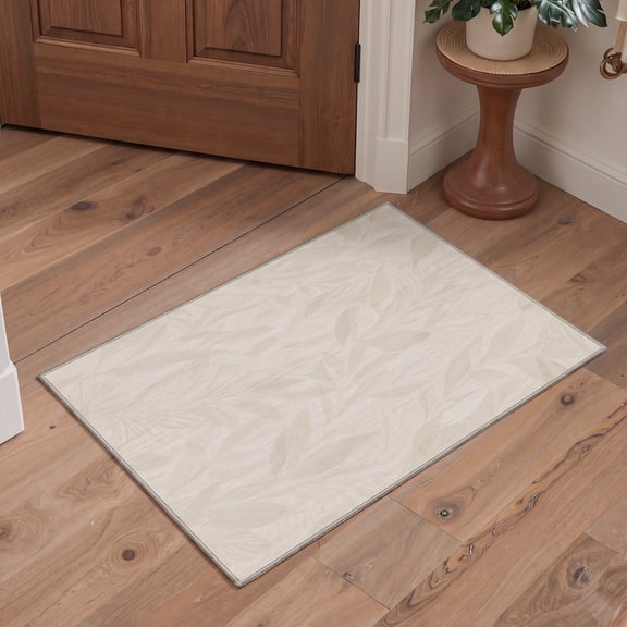 KUETH 2x3 Machine Washable Neutral Modern Accent Rug, Soft Low Pile Non Slip Backing Rug, OCHRE LINE Rug for Entryway Bedroom Kitchen