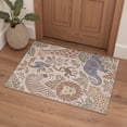 thumbnail image 1 of KUETH 2x3 Natural Style Entryway Rug, Machine Washable Soft Low Pile Non Slip Backing Rug, OCHRE BLOOM Accent Rug, 1 of 5