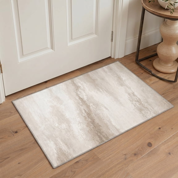 KUETH 2x3 Soft Abstract Entryway Rug, Machine Washable Soft Low Pile Non Slip Backing Rug, Dusty Beige Accent Rug