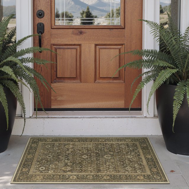 KUETH 2x3 Vintage Area Rugs Machine Washable Rugs for Living Room, Non Slip Flat Pile Rug with Rubber Backing, Boho Rug for Entryway Bedroom Dining Room Home Office