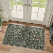 KUETH 2x3 Vintage Floral Area Rugs Machine Washable Rugs for Living Room, Non Slip Flat Pile Rug with Rubber Backing, Bo