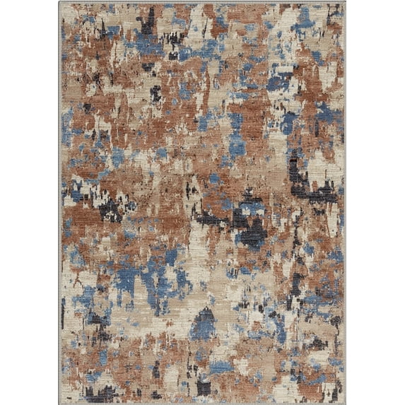 KUETH 2x7 Area Rug Machine Washable Rug, Modern Abstract Desert Blue, Non-Slip Soft Low Pile for Living Room Bedroom, Dining Room