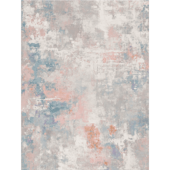 KUETH 2x7 Area Rug Pastel Abstract, Machine Washable Vintage Distressed Throw Rug with Non-Slip Gripper, Modern Aesthetic Carpet for Bedroom Living Room