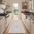 thumbnail image 1 of KUETH 2x7 Soft Botanical Runner Rug, Machine Washable Low Pile Non Slip Backing Rug Runner, Dusty Blue Rug for Hallway Kitchen, 1 of 5