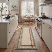 KUETH 2x7 Soft Clean Modern Runner Rug, Machine Washable Low Pile Non Slip Backing Rug Runner, Dusty Multicolor Rug for Hallway Kitchen