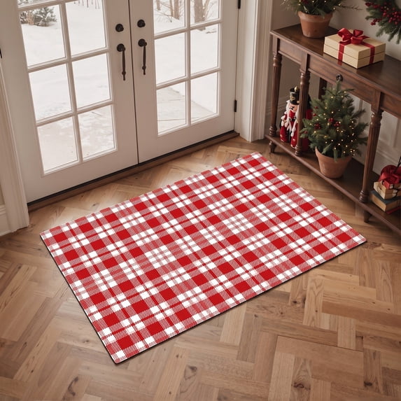 KUETH 3'x5' Christmas Machine Washable Area Rug, Non-Slip Rugs for Bedside, Entryway and Small Living Space, Red