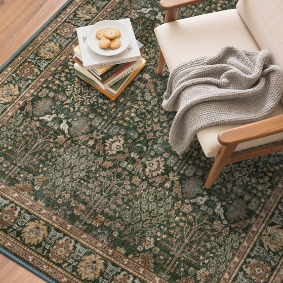 KUETH 3X5 Area Rugs Machine Washable Rugs for Living Room, Non Slip Throw Rug with Rubber Backing, Rug for Entryway、Bedroom、Kitchen、Floor and Dining Room