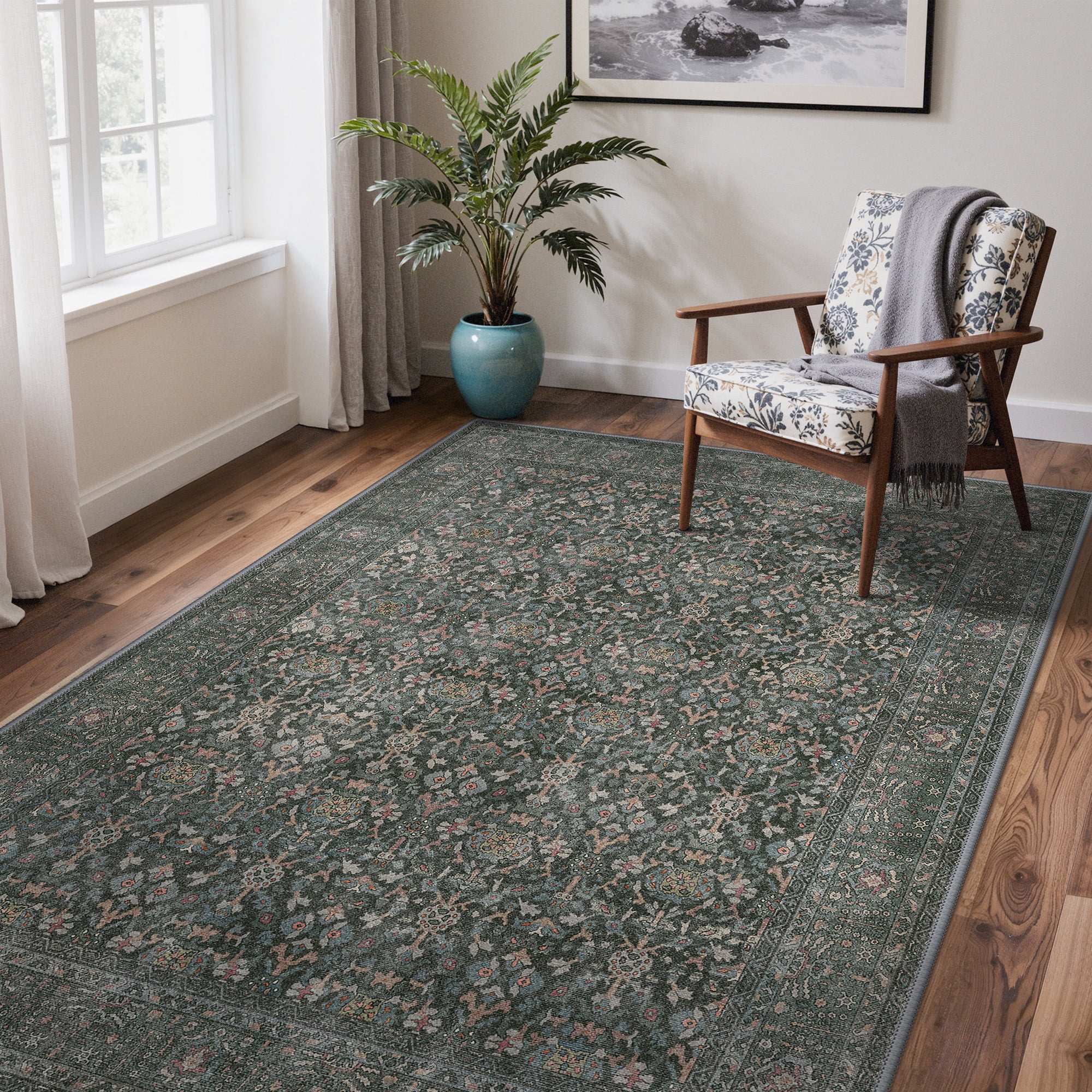 KUETH 3x5 Vintage Area Rugs Machine Washable Rugs for Living Room, Non ...