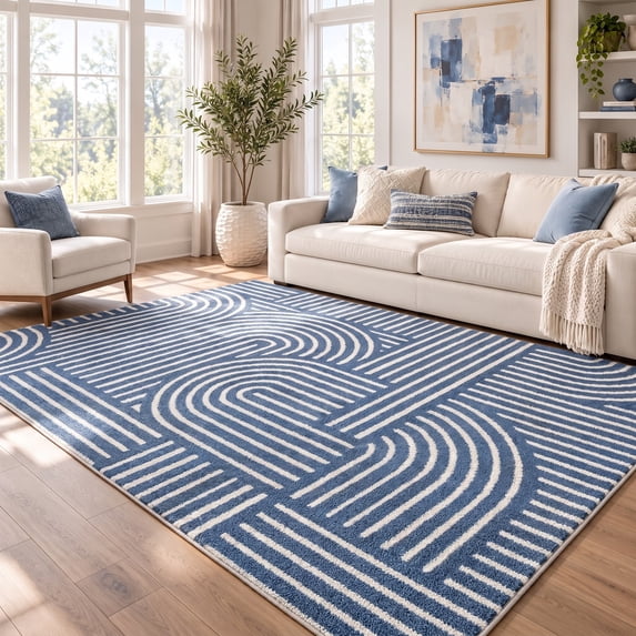 KUETH 5' X 7' Area Rug for Living Room, Non-slip and Washable Rug Medium Pile, Large Area Rug with Waterproof Textured for Bedroom, Dining Room and Kitchen Room