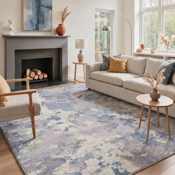 KUETH 5'X7' Area Rugs Machine Washable Rugs for Living Room, Non Slip Flat Pile Rug with Rubber Backing, Rug for Entryway Bedroom Dining Room Home Office