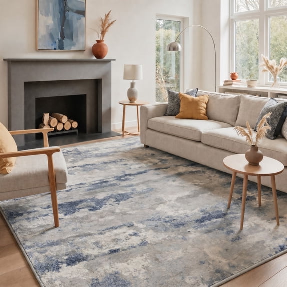KUETH 5'X7' Area Rugs Machine Washable Rugs for Living Room, Non Slip Flat Pile Rug with Rubber Backing, Rug for Entryway Bedroom Dining Room Home Office