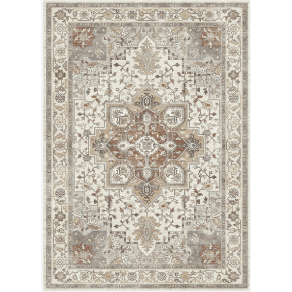 KUETH 5'X7' Vintage Area Rugs Machine Washable Rugs for Living Room, Non Slip Flat Pile Rug with Rubber Backing, Boho Rug for Entryway Bedroom Dining Room Home Office