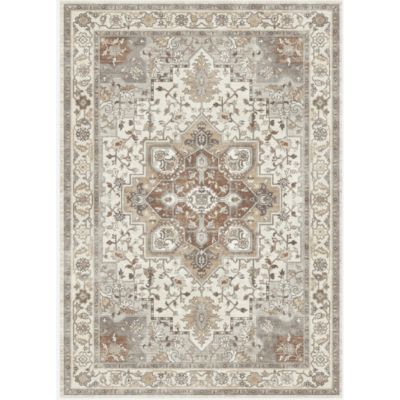 KUETH 5'X7' Vintage Area Rugs Machine Washable Rugs for Living Room, Non Slip Flat Pile Rug with Rubber Backing, Boho Rug for Entryway Bedroom Dining Room Home Office