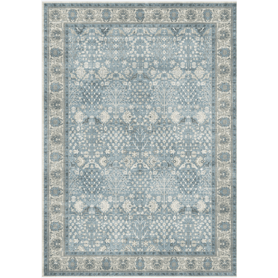 KUETH 5'X7' Vintage Area Rugs Machine Washable Rugs for Living Room, Non Slip Flat Pile Rug with Rubber Backing, Boho Rug for Entryway Bedroom Dining Room Home Office