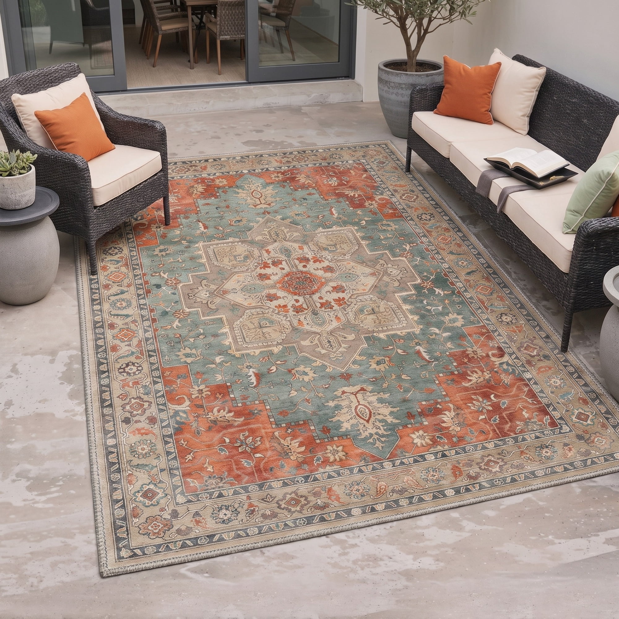 KUETH 5'X8' Outdoor Rugs UV-Resistant Three-Layer Material Machine ...