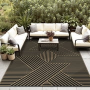 KUETH 5'x 8'Outdoor Plastic Rug Foldable Waterproof UV Resistant Outdoor Patio Geometric RV Deck Rug