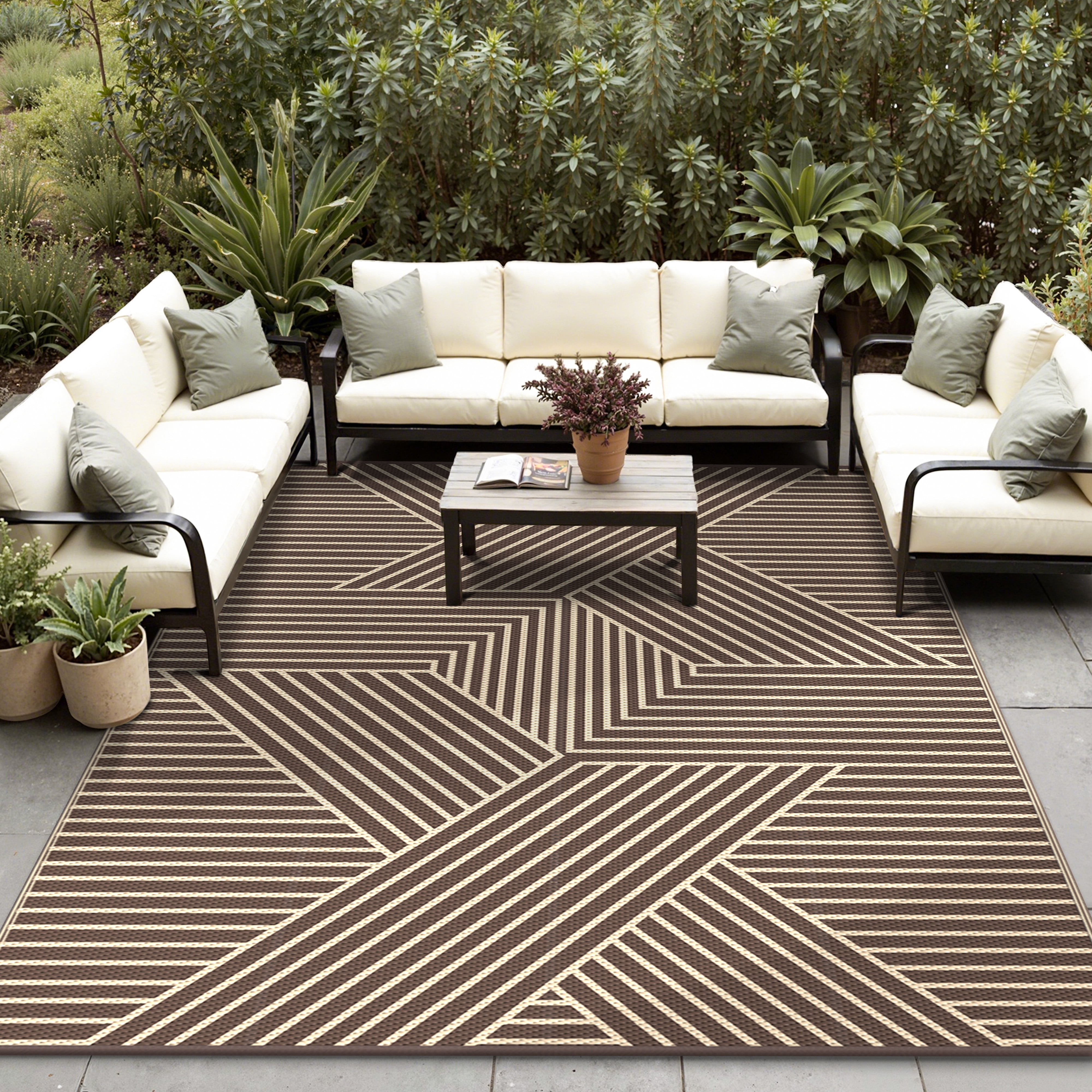KUETH 5'x 8' Outdoor Rug Plastic Foldable Waterproof Outside Carpet UV ...