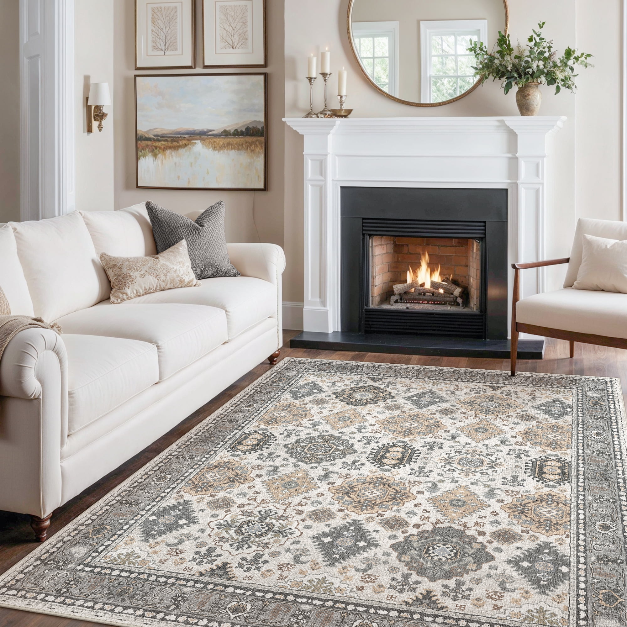 KUETH 5'x7' Area Rugs for Living Room, Non Slip Machine Washable ...
