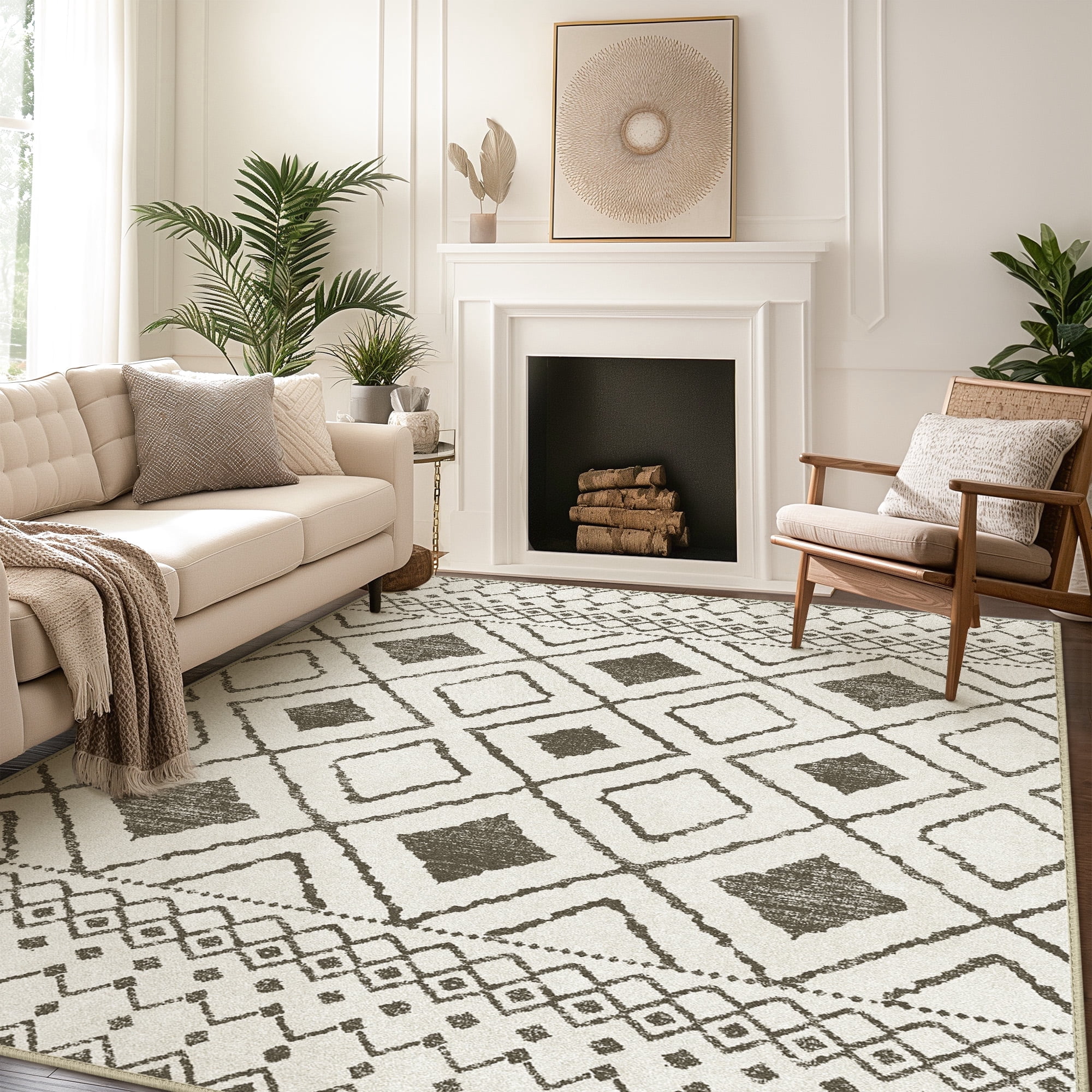 KUETH 5'x7' Area Rugs for Living Room, Non Slip Machine Washable ...