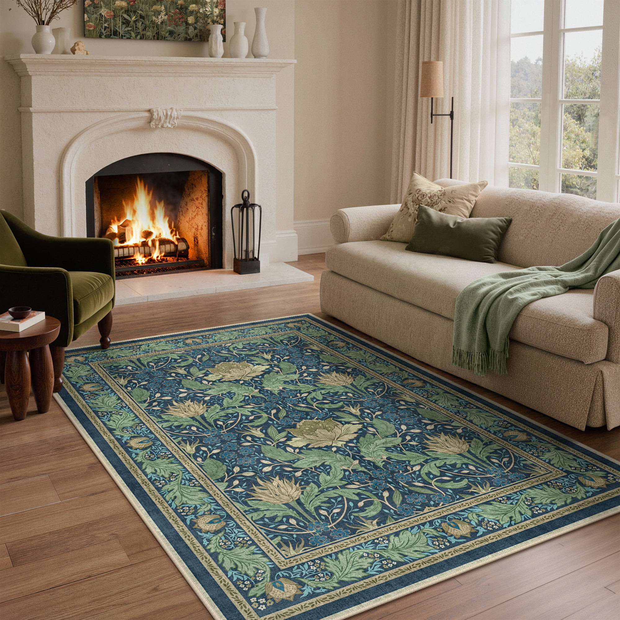 KUETH 5'x7' Area Rugs for Living Room, Thin Non Slip Machine Washable ...