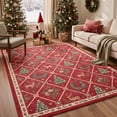 thumbnail image 1 of KUETH 5'x7' Christmas Machine Washable Area Rug, Non-Slip Rugs for Living Room, Bedroom and Dining Area, Red, 1 of 8