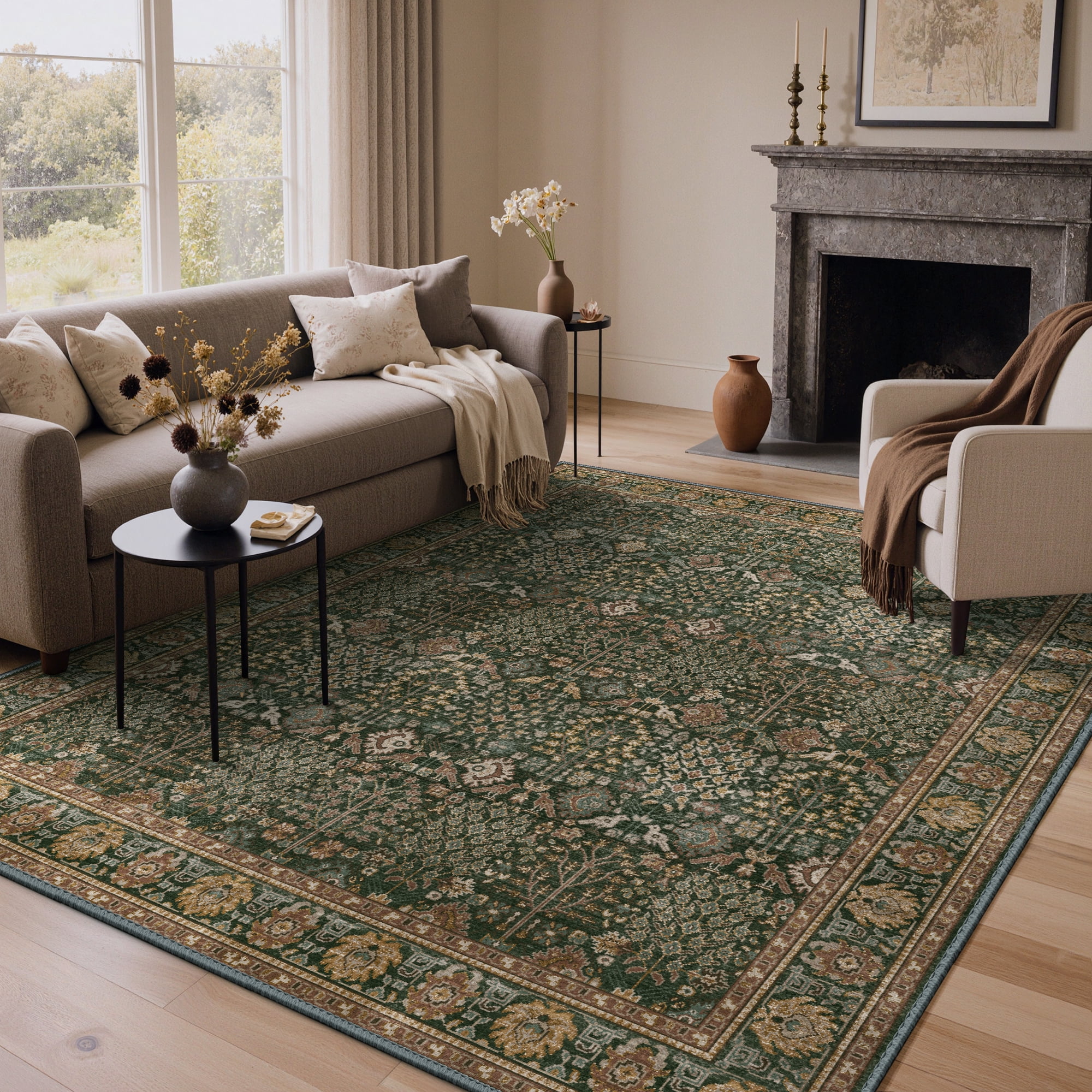 KUETH 5X7 Area Rugs Machine Washable Rugs for Living Room, Non Slip Throw Rug with Rubber Backing, Rug for Entryway、Bedroom、Kitchen、Floor and Dining Room