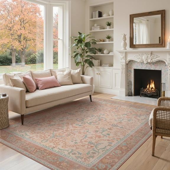 KUETH 5X7 Area Rugs Machine Washable Rugs for Living Room, Non Slip Throw Rug with Rubber Backing, Rug for Entryway、Bedroom、Kitchen、Floor and Dining Room