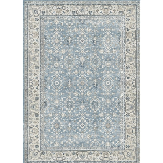 KUETH 5X7 Vintage Area Rugs Machine Washable Rugs for Living Room, Non Slip Flat Pile Rug with Rubber Backing, Boho Rug for Entryway Bedroom Dining Room Home Office