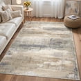 thumbnail image 1 of KUETH 5x7 Area Rug Abstract Brown Sandy, Machine Washable Vintage Distressed Throw Rug with Non-Slip Gripper, Modern Aesthetic Carpet for Bedroom Living Room, 1 of 10