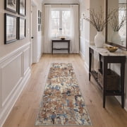 KUETH 5x7 Area Rug Machine Washable Rug, Modern Abstract Desert Blue, Non-Slip Soft Low Pile for Living Room Bedroom, Di