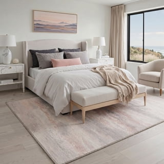 KUETH 5x7 Low Pile Allover Abstract Rug for Living Room, Machine Washable Soft Non Slip Backing Area Rug, Ash Blush Rug for Bedroom Dining Room