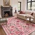 thumbnail image 1 of KUETH 5x7 Low Pile Soft Floral Rug for Living Room, Machine Washable Soft Non Slip Backing Area Rug, Blush Pink Rug for Bedroom Dining Room, 1 of 5
