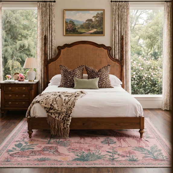 KUETH 5x7 Machine Washable Nature Inspired Rug for Living Room, Soft Low Pile Non Slip Backing Area Rug, SAVANNA Rug for Bedroom Dining Room