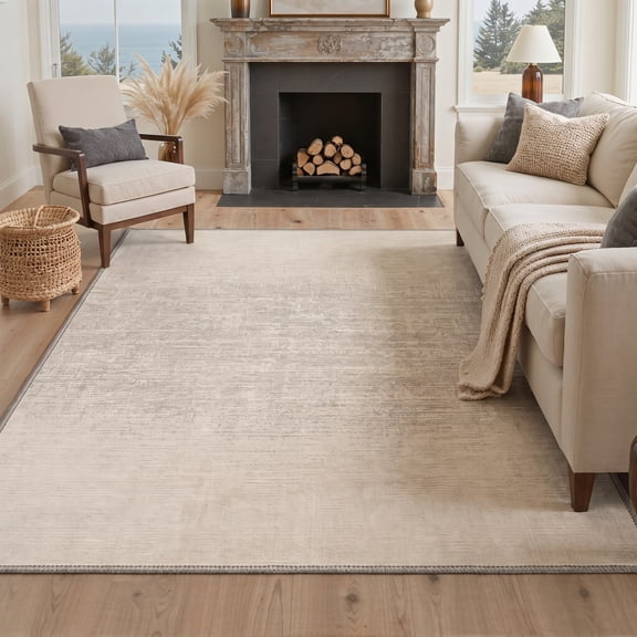 KUETH 5x7 Soft Abstract Rug for Living Room, Machine Washable Low Pile Non Slip Backing Area Rug, LINENECHO Rug for Bedroom Dining