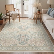 KUETH 5x7 Vintage Floral Area Rugs Machine Washable Rugs for Living Room, Non Slip Flat Pile Rug with Rubber Backing, Boho Rug for Entryway Bedroom Dining Room Home Office deal from Walmart