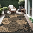 thumbnail image 1 of KUETH 6'x 9' Outdoor Rug Plastic Waterproof Outside Foldable Flower Mat UV Resistant Patio RV Deck Carpet,Black Brown, 1 of 5