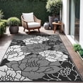thumbnail image 1 of KUETH 6'x 9' Outdoor Rug Plastic Waterproof Outside Foldable Flower Mat UV Resistant Patio RV Deck Carpet,Black White, 1 of 6
