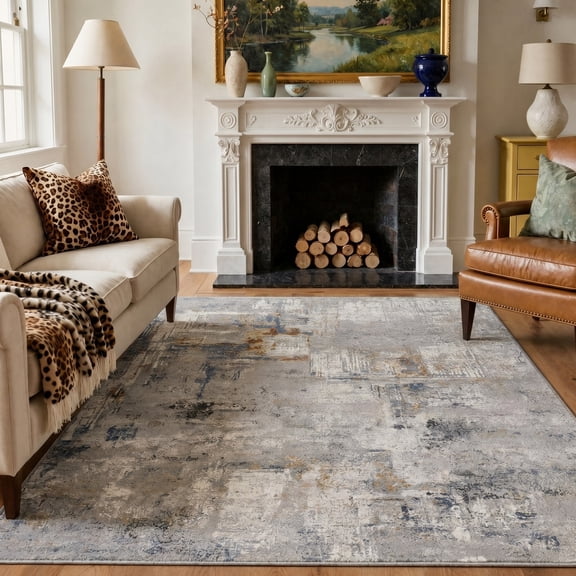 KUETH 8'X10' Area Rugs Machine Washable Rugs for Living Room, Non Slip Flat Pile Rug with Rubber Backing, Rug for Entryway Bedroom Dining Room Home Office