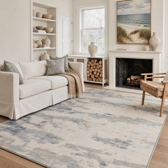 KUETH 8'X10' Area Rugs Machine Washable Rugs for Living Room, Non Slip Flat Pile Rug with Rubber Backing, Rug for Entryway Bedroom Dining Room Home Office