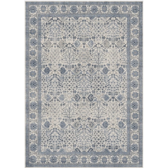 KUETH 8'X10' Vintage Area Rugs Machine Washable Rugs for Living Room, Non Slip Flat Pile Rug with Rubber Backing, Boho Rug for Entryway Bedroom Dining Room Home Office