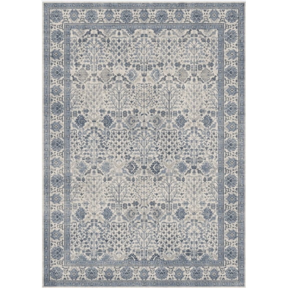 KUETH 8'X10' Vintage Area Rugs Machine Washable Rugs for Living Room, Non Slip Flat Pile Rug with Rubber Backing, Boho Rug for Entryway Bedroom Dining Room Home Office