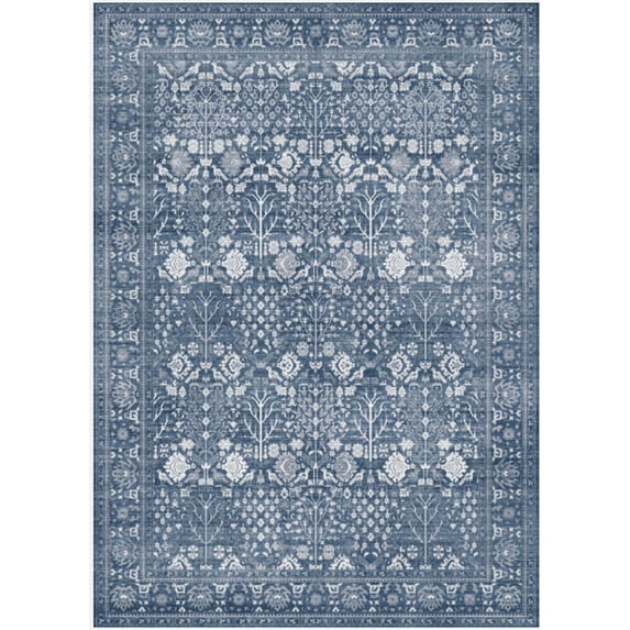 KUETH 8'X10' Vintage Area Rugs Machine Washable Rugs for Living Room, Non Slip Flat Pile Rug with Rubber Backing, Boho Rug for Entryway Bedroom Dining Room Home Office