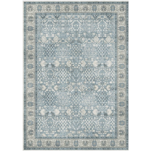 KUETH 8'X10' Vintage Area Rugs Machine Washable Rugs for Living Room, Non Slip Flat Pile Rug with Rubber Backing, Boho Rug for Entryway Bedroom Dining Room Home Office