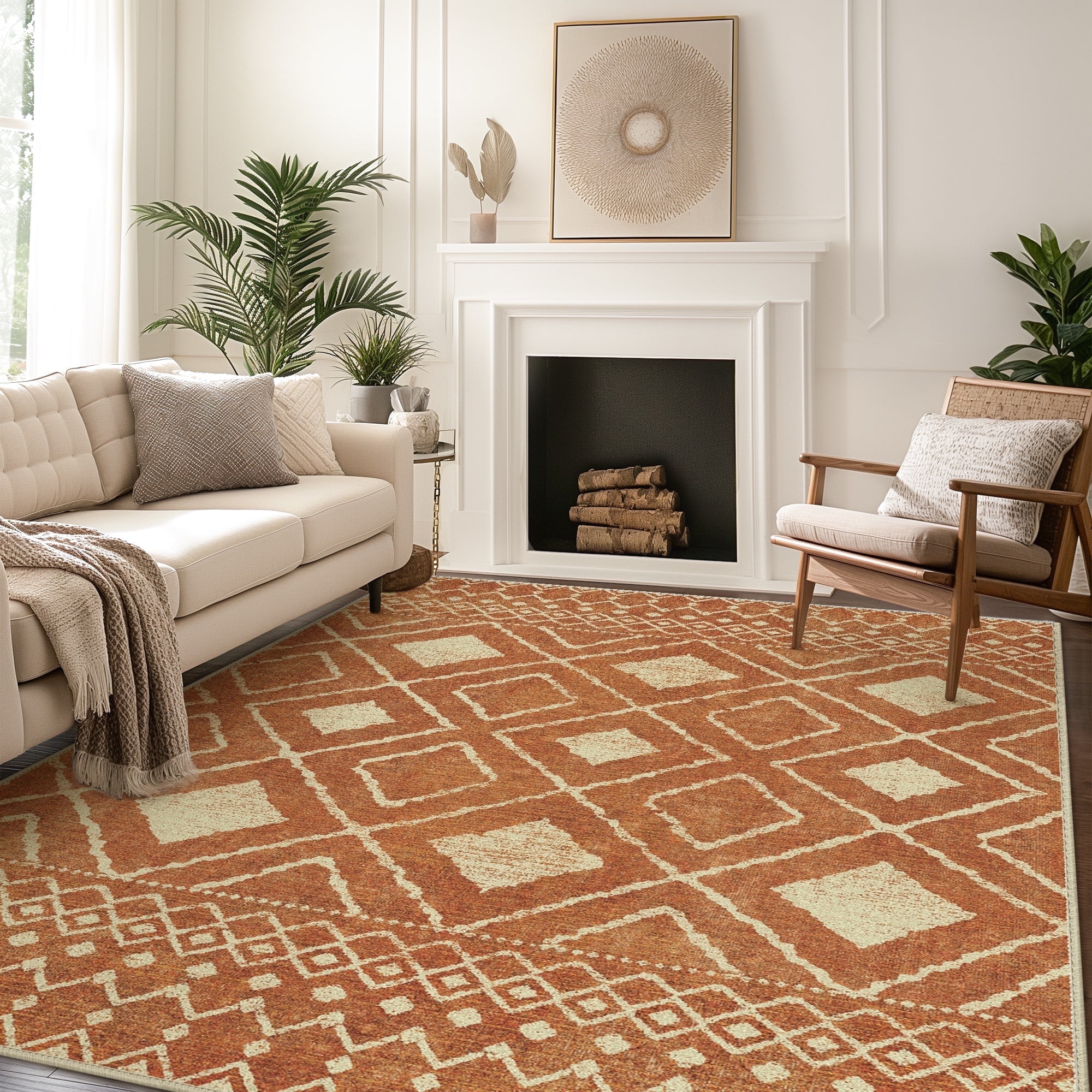 KUETH 8'x10' Area Rugs for Living Room, Non Slip Machine Washable ...