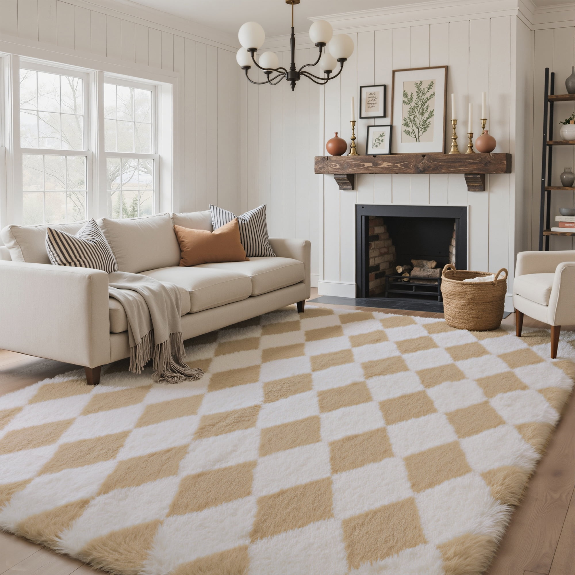 KUETH 8'x10' Fluffy Shag Washable Area Rug for Living Room Modern ...